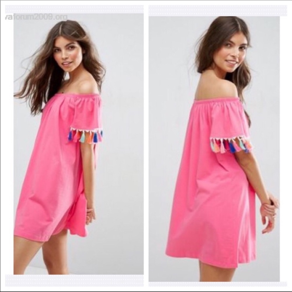 ASOS off shoulder dress w tassels
